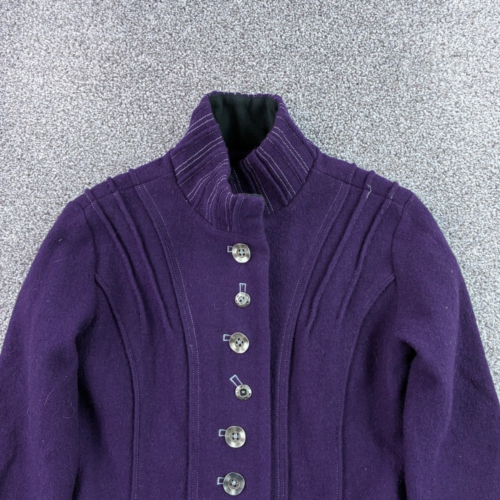 Icelandic Design Bailey Jacket Women's Medium Purple Pleated Wool Blend Military - Picture 2 of 7